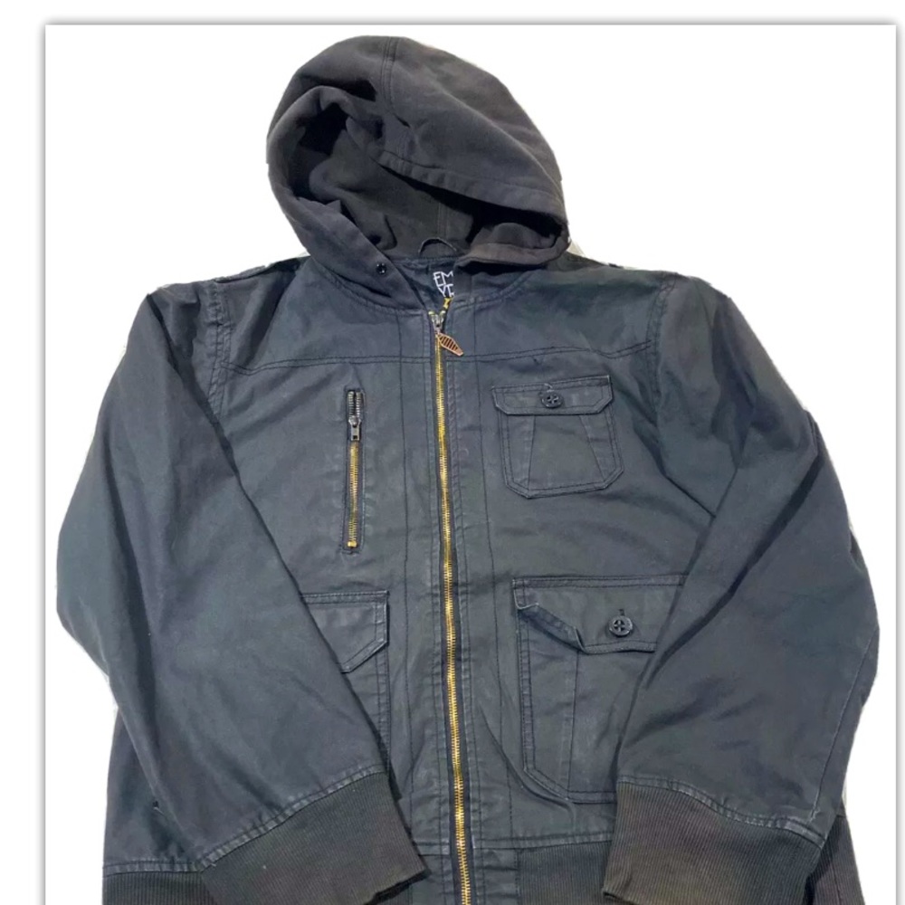 Empyre Surplus Y2K black hooded utility jacket size Large - Picture 2 of 15